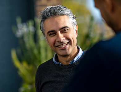 close-up of person smiling