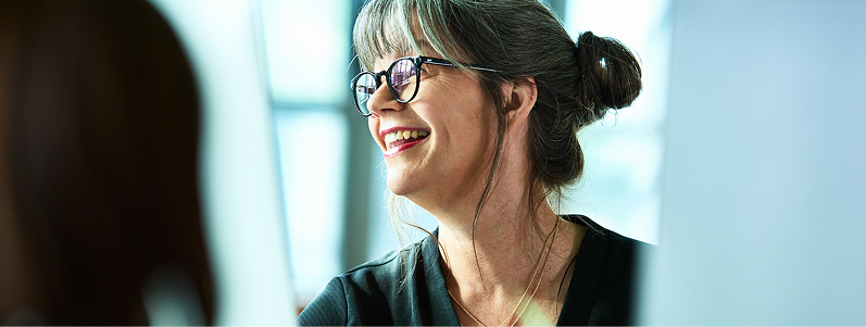 close-up of person laughing