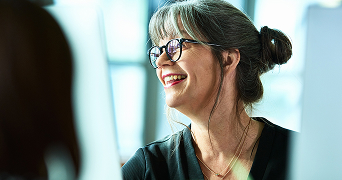 close-up of person laughing