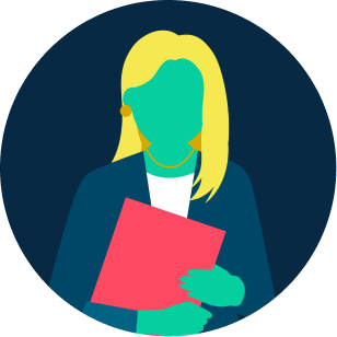 illustration of worker in larger grid of items