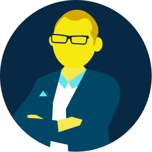 illustration of worker in larger grid of items