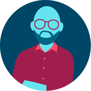 illustration of worker in larger grid of items